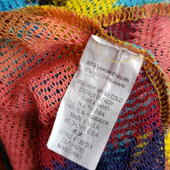 218 ONE BY ONE Striped Crochet Sheer Bodysuit Top sz M Festival Streetwear - Picture 5 of 5